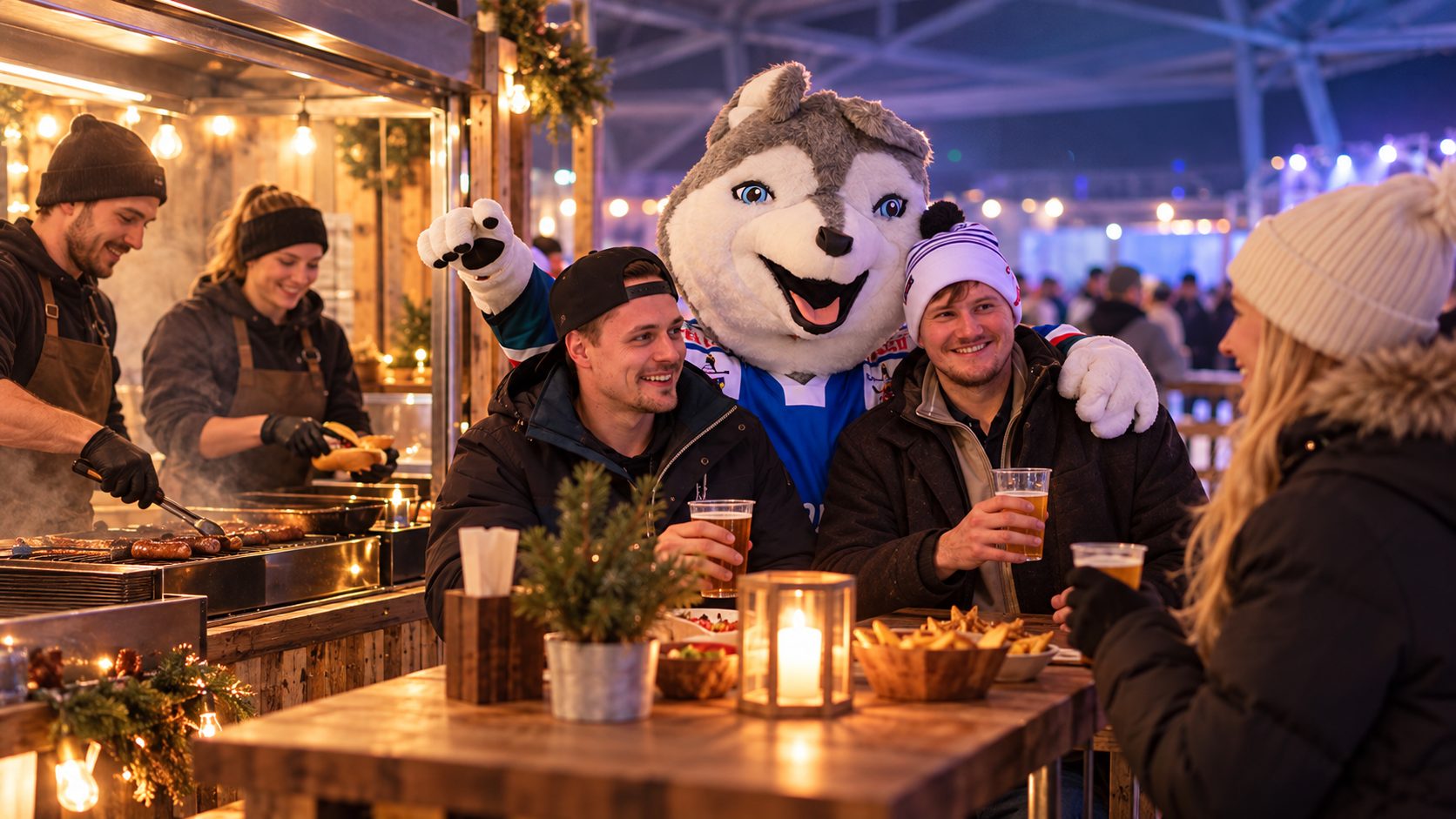 Bar und Foodcorner an der Eisdisco im Schüwo Park Wohlen